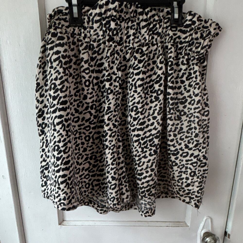 SheIn Leopard Print Short A-Line Shorts Elastic Waist Beige Black 2XL
